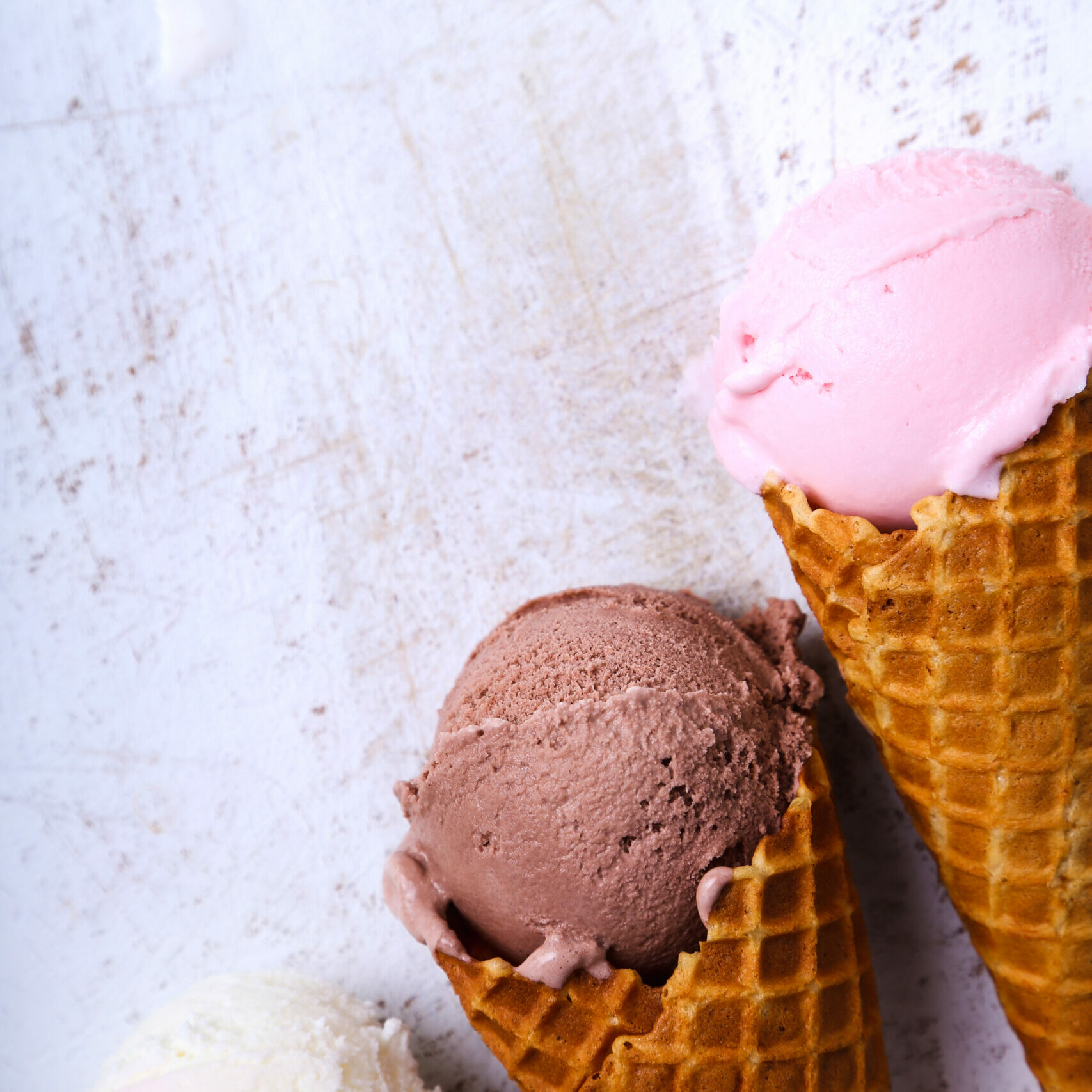 Frozen. Delicious ice cream on the table